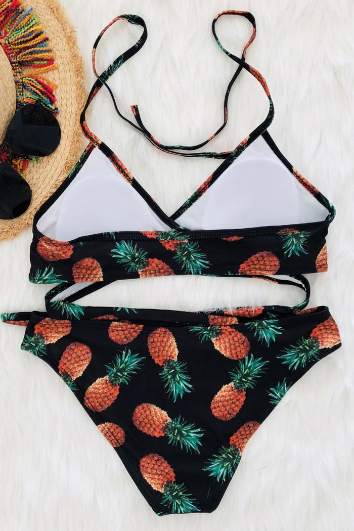 Black Pineapple Push Up Bathing Suit