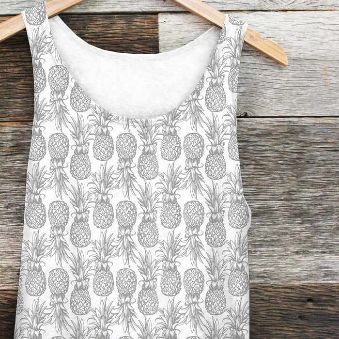 Pearl Gray on White Pineapples Tank Top