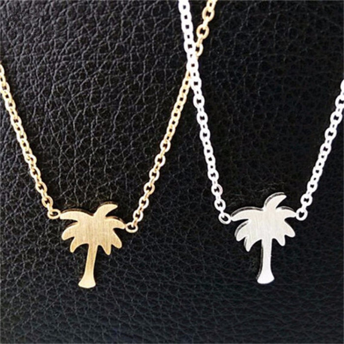Palm Tree Necklace in Gold or Silver