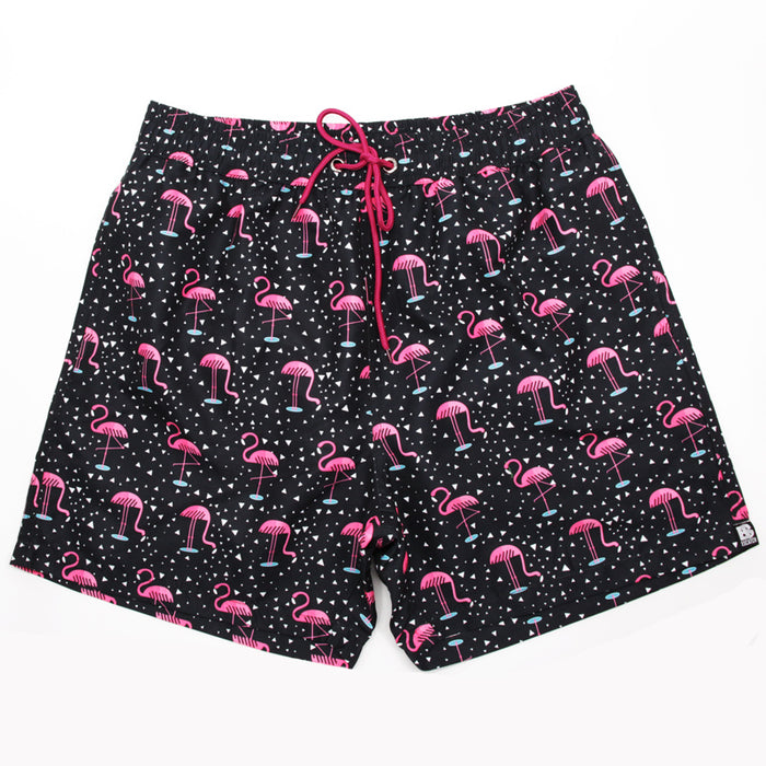 Flamingo on Black Board Shorts