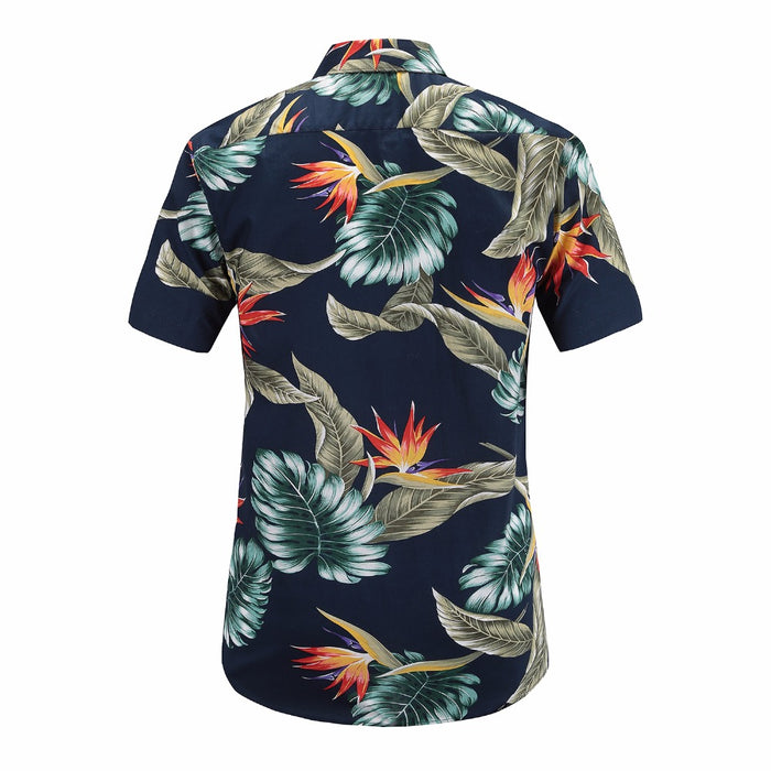Bird of Paradise on Navy Button Up Shirt