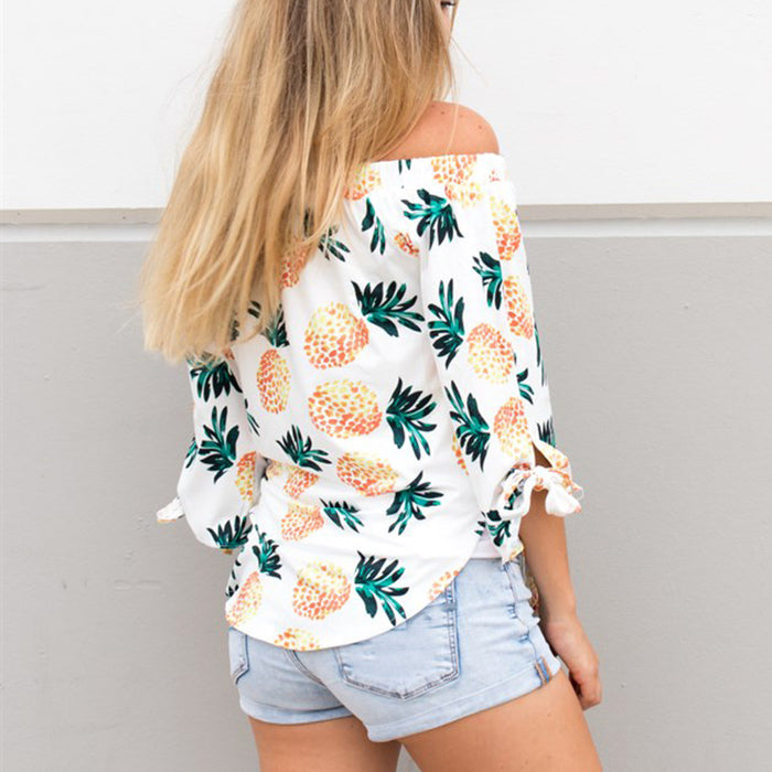 White Pineapple Ladies Off the Shoulder Top