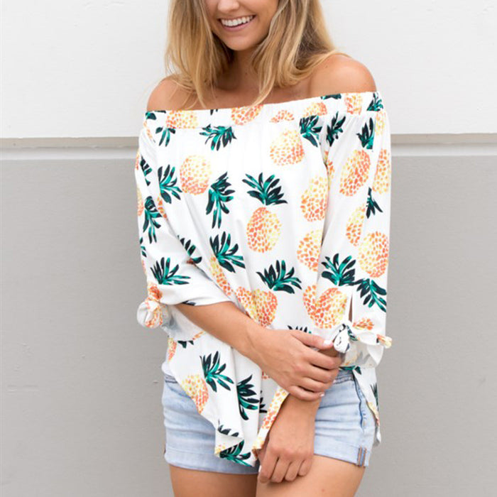 White Pineapple Ladies Off the Shoulder Top
