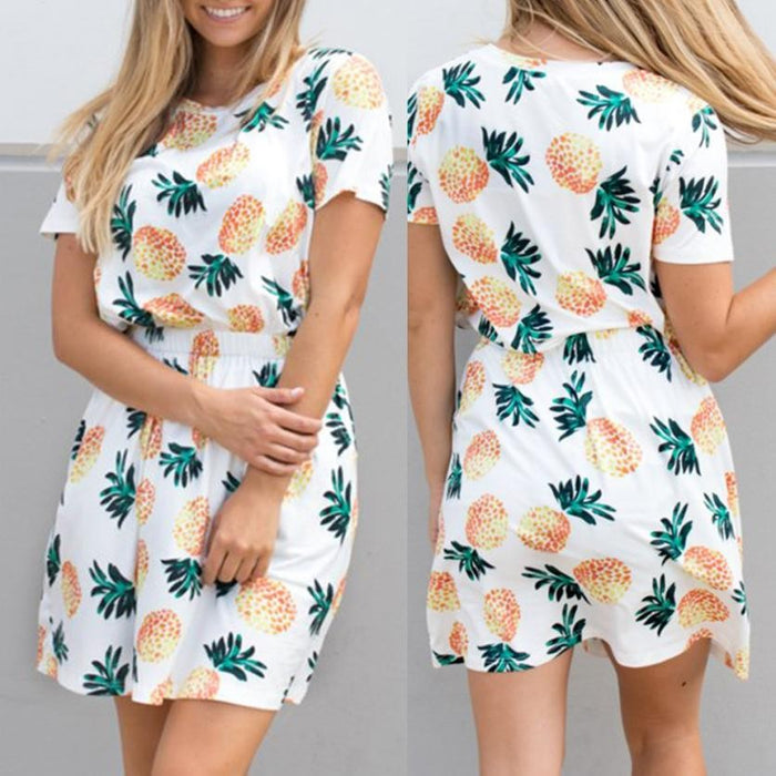 White Pineapple T-Shirt Dress