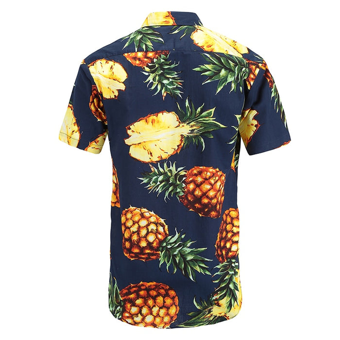 Pineapples on Navy Button Up