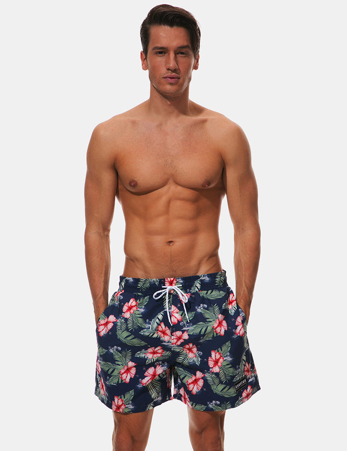 Tropical Navy Blue Board Shorts