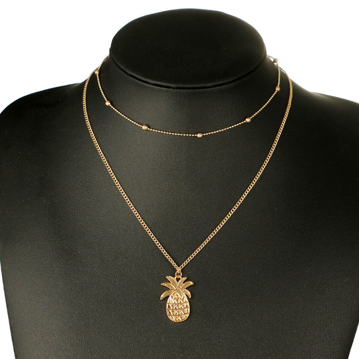 Gold Double Chain Pineapple Necklace