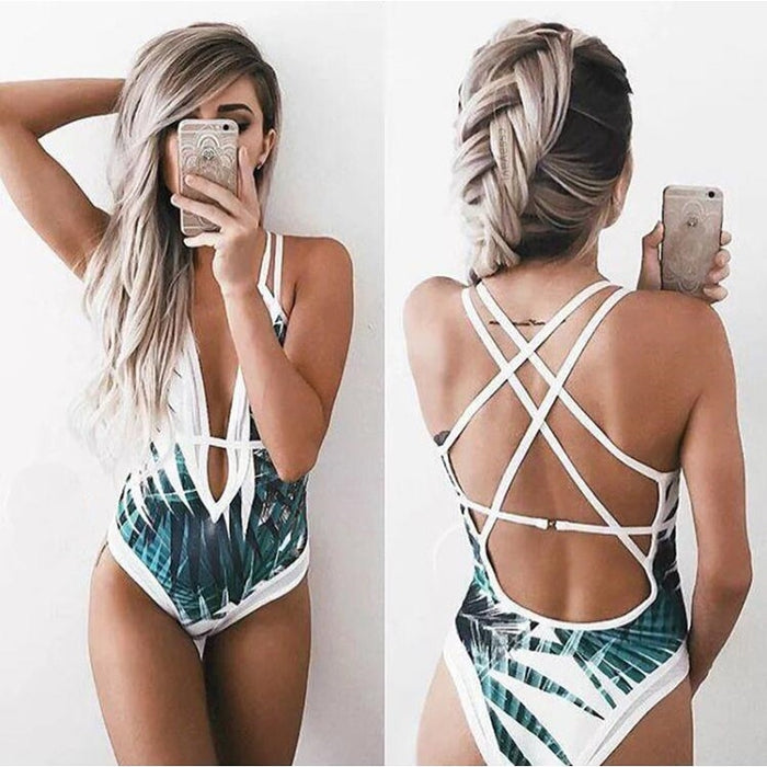 Palm Leaves One Piece Bathing Suit