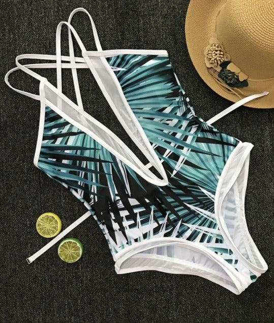 Palm Leaves One Piece Bathing Suit