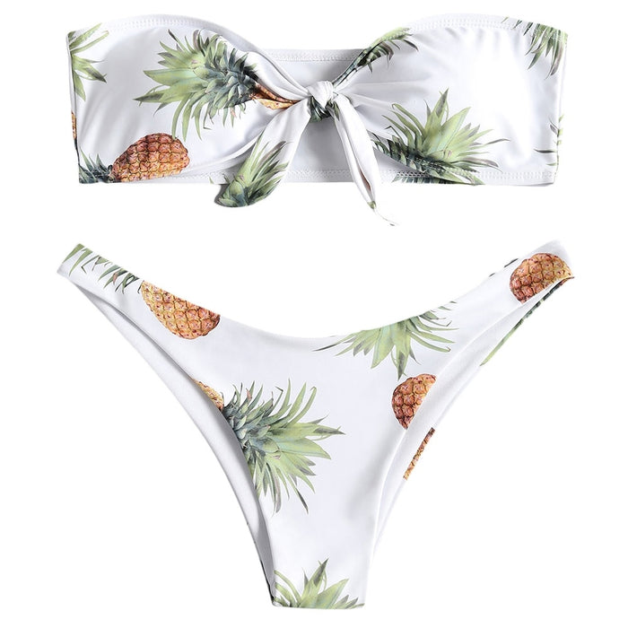 White Strapless Pineapple Bathing Suit