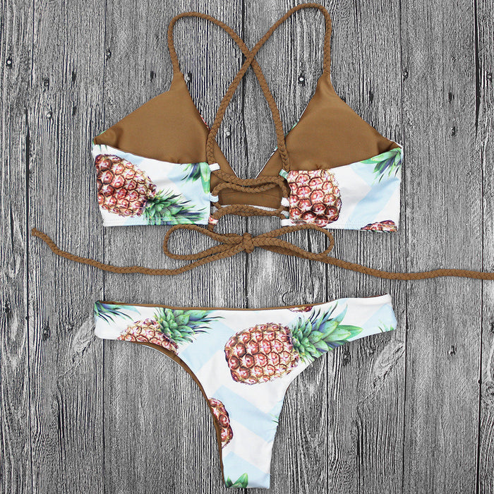 Cheeky Pineapples w/ Braided Straps Bathing Suit