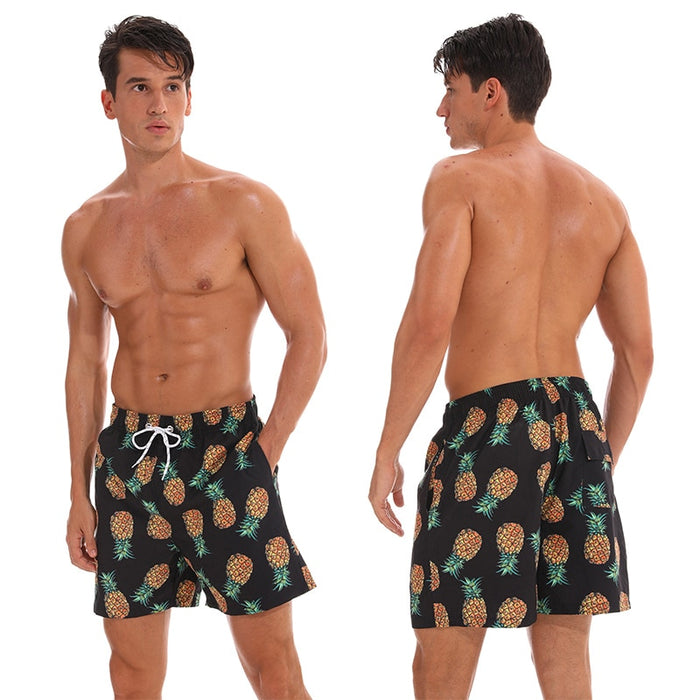 Pineapples On Black Board Shorts