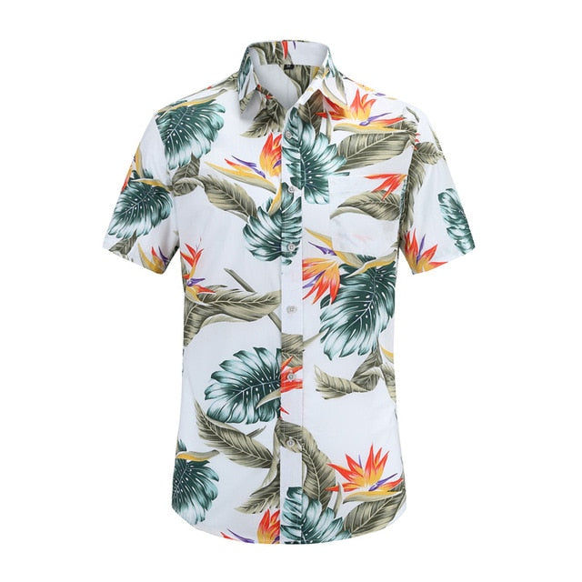 Bird of Paradise on White Button Up Shirt