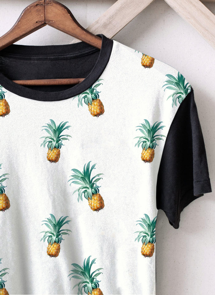 Pineapples on White Panel T-Shirt